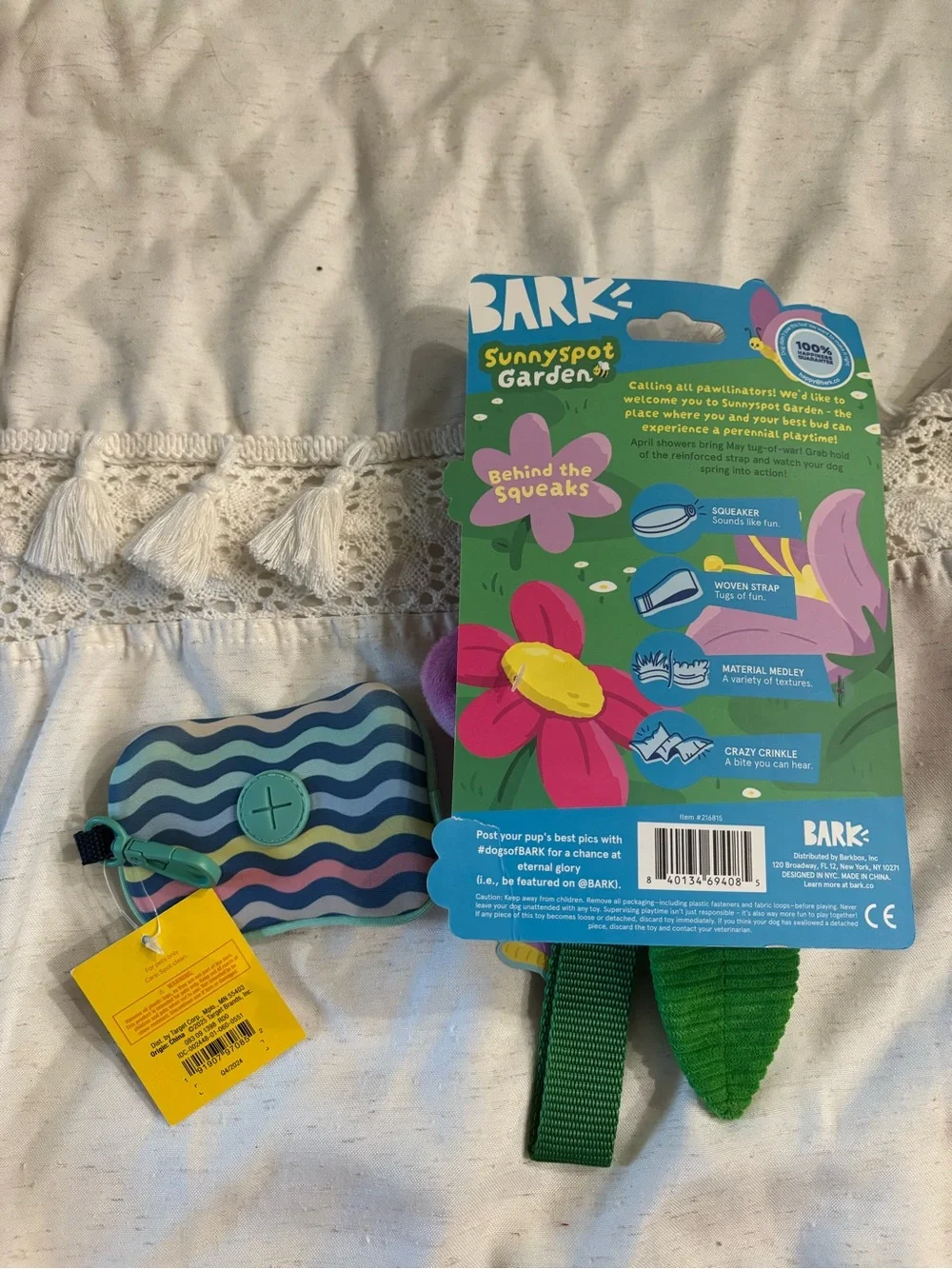 Dog bundle- Bark Toy and Sun Squad Waste Bag Holder
